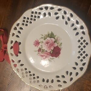 Formalities by Baum Bros Victorian Rose Round Plate 10 Inch Creamy White